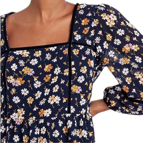 Madewell Velvet Trimmed Square Neck Top In Petal Party - Picture 8 of 9